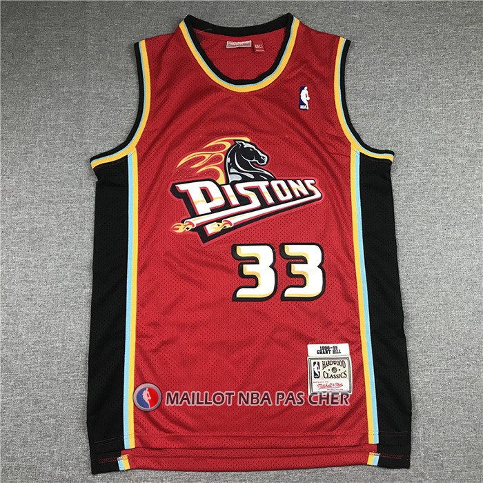 Maillot Detroit Pistons Grant Hill NO 33 Mitchell & Ness 1999-00 Rouge